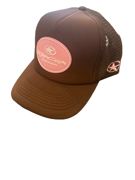 Trucker - Chocolate Brown with Pink badge - Trucker - Chocolate Brown with Pink badge